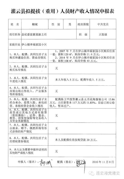灌云縣25名干部任職前公示（含主要工作實績、財產收入情況）（灌云縣領導干部任職前公示）