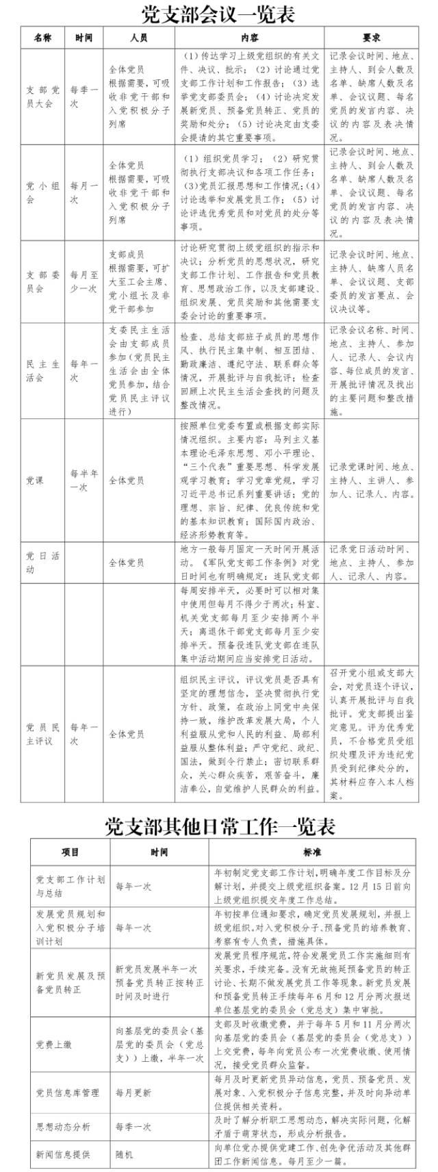 黨支部標準化建設責任清單（黨支部標準化建設責任清單內容）